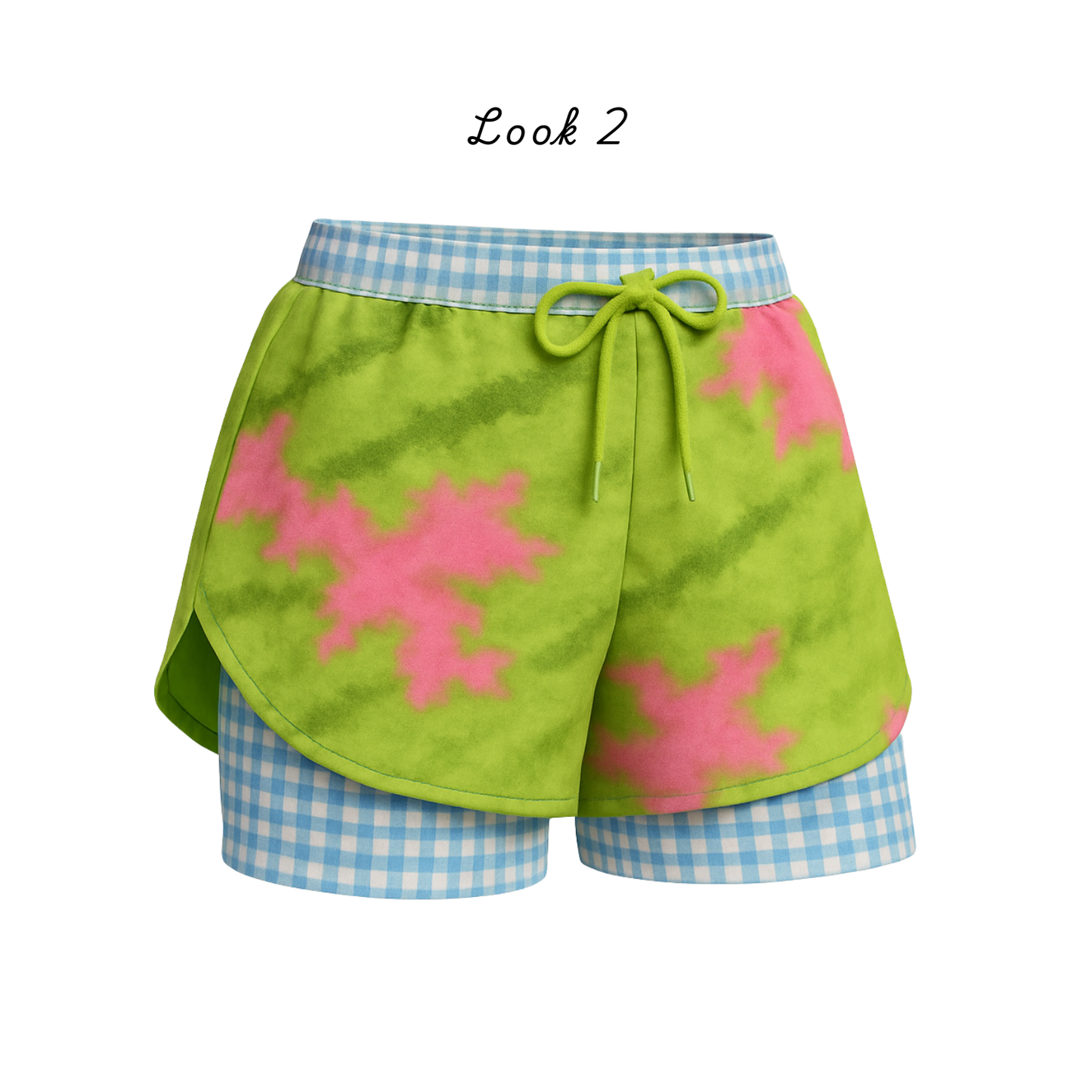 Grassy Azaleas & Blue Gingham (Trot for Mimosas Shorts)